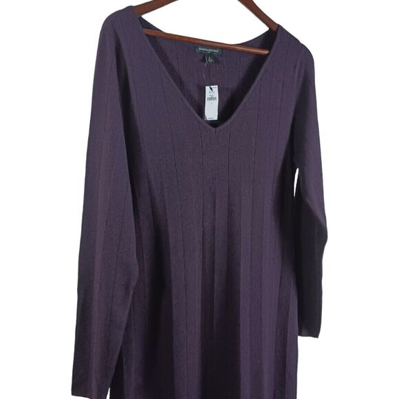 NWT Banana Republic Purple Wide Ribbed Knit Long Sleeve Slit  Sweater Dress Sz L - Picture 3 of 8
